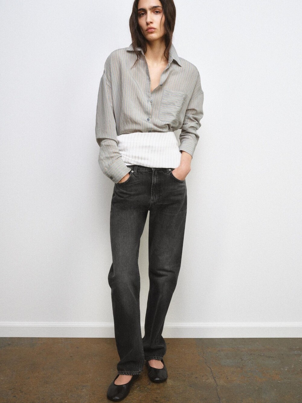 Zara The HW Slim Straight Leg High Waist Full Length Stretch Denim Jeans 10